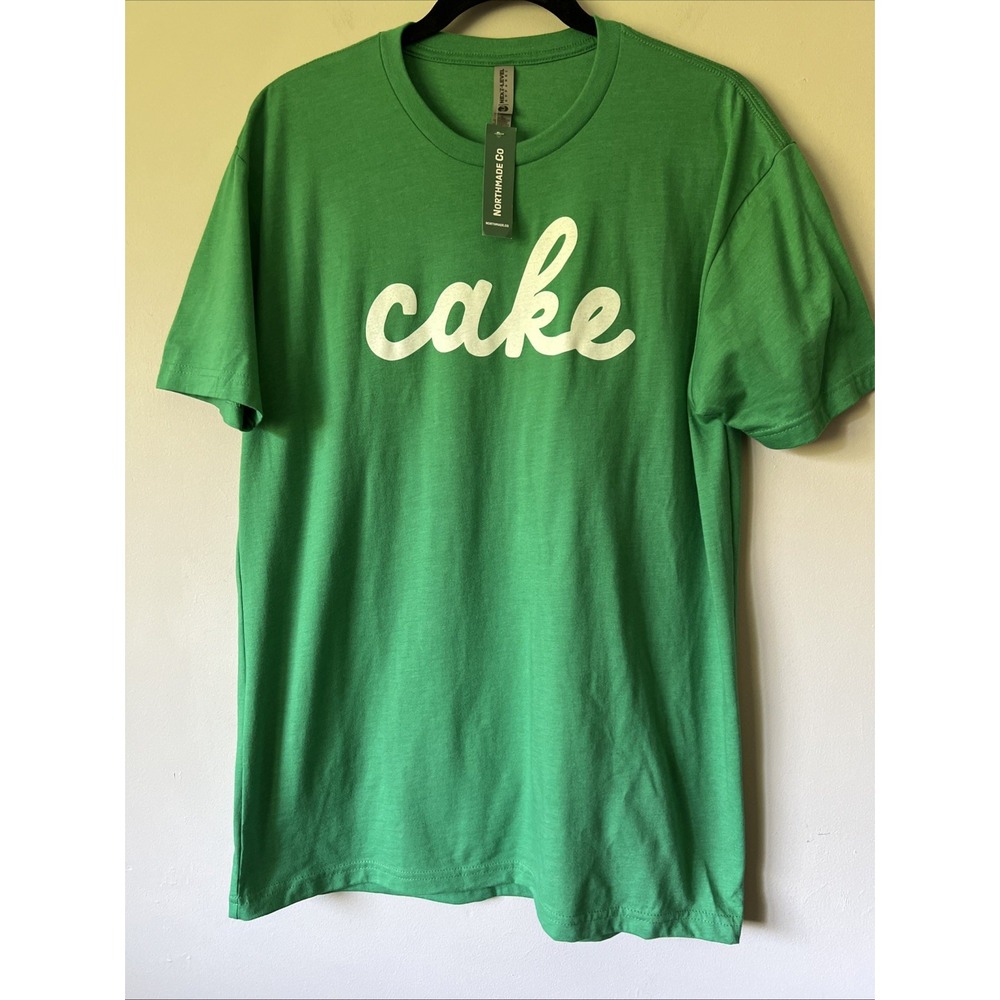 Northmade Co T-Shirt Edina MN Cake Script in Green NWT Size Large Cake Eater